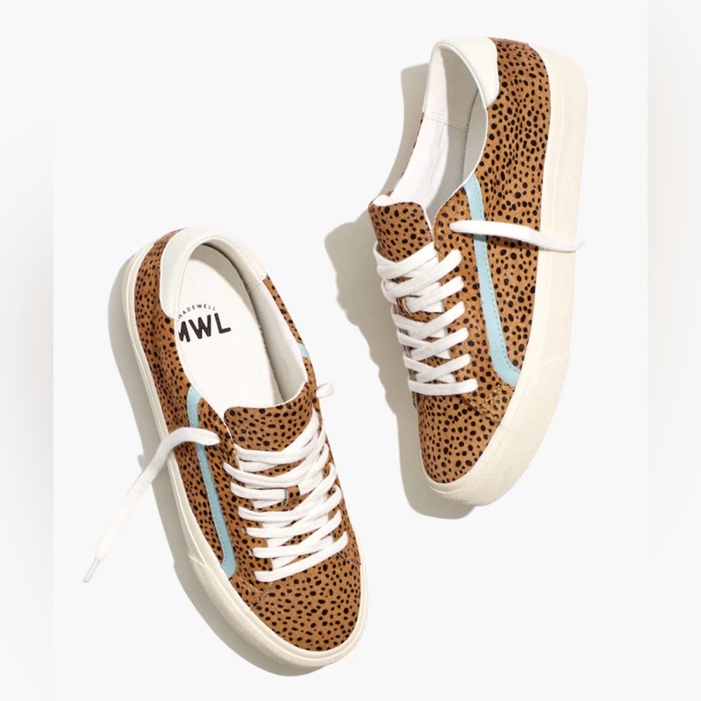 🌾 Madewell Leopard Print Sneakers with Light Blue‎ Accent